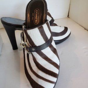 Coach Zebra haircalf mules   size 9